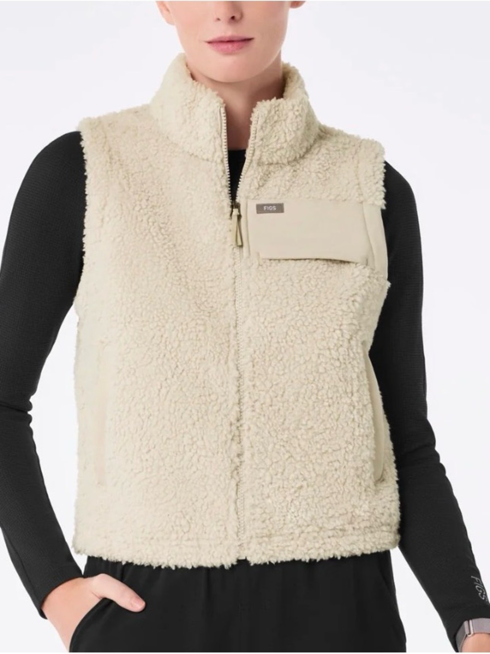 Figs High Pile Vest in Bone - Medium